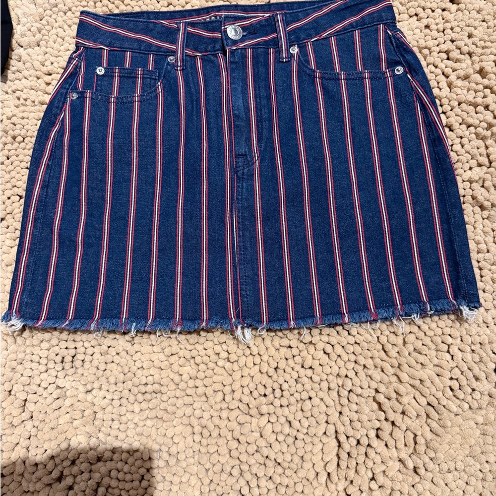 American Eagle Outfitters Blue and Red Striped Mini Skirt
